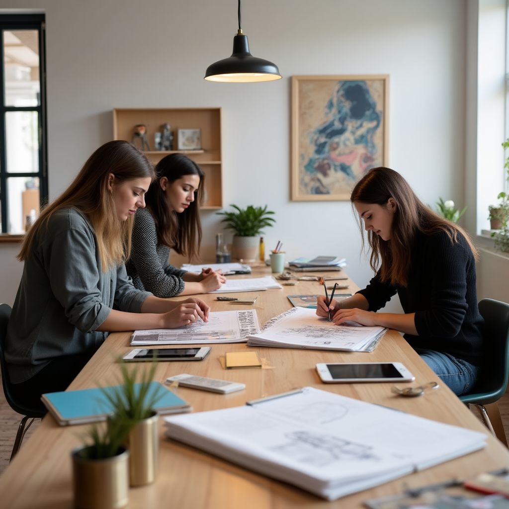 Estudiantes trabajando en proyectos